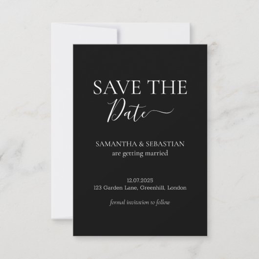 Save The Date Mariage Formel Sauvegarder la Date Noir (Devant)