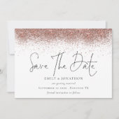 Save The Date Mariage frontalier rose Parties scintillant or (Devant)