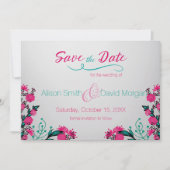 Save The Date Mariage Fuchsia et Turquoise Enregistrer la date (Devant)