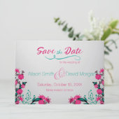 Save The Date Mariage Fuchsia et Turquoise Enregistrer la date (Debout devant)