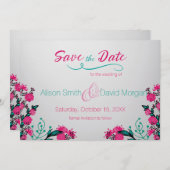 Save The Date Mariage Fuchsia et Turquoise Enregistrer la date (Devant / Derrière)