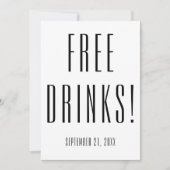 Save The Date Mariage Funny Boissons Gratuites Noir Blanc  (Devant)
