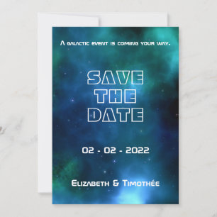Save The Date Mariage Galaxy bleu et vert