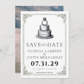Save The Date Mariage Gâteau Enregistrer la date (Devant / Derrière)