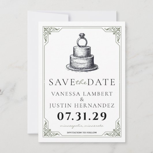Save The Date Mariage Gâteau Enregistrer la date (Devant)