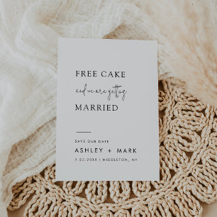 Save The Date Mariage Gâteau Gratuit Écriture Minimaliste Drôle