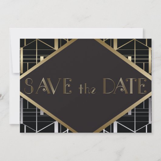 Save The Date Mariage Gatsby Déco classique Enregistrer la date (Dos)