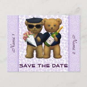 Save The Date Mariage gay - Enregistrer la date - lilas Nounours