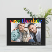 Save The Date Mariage Gay Rainbow Photo Black Enregistrer La Dat (Debout devant)