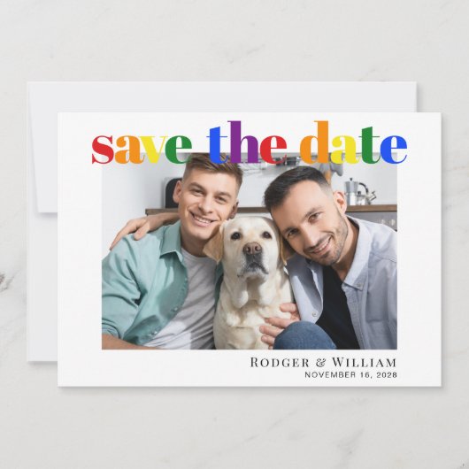 Save The Date Mariage Gay Rainbow Photo Enregistrer La Date (Devant)