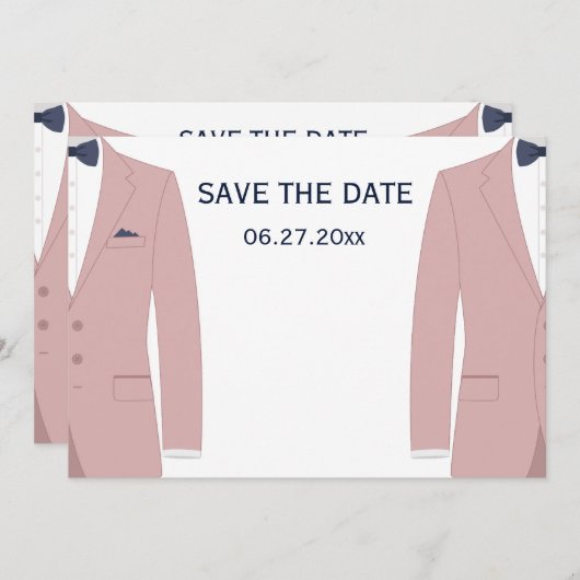 Save The Date Mariage Gay Rose Et Bleu (Devant / Derrière)