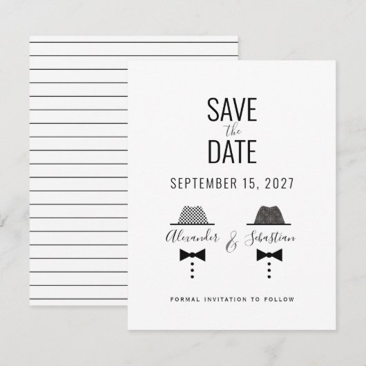Save The Date Mariage gay simple (Devant / Derrière)