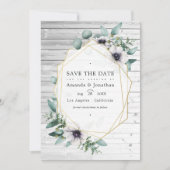 Save The Date Mariage géométrique à l'anémone d'eucalyptus rusti (Devant)
