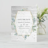 Save The Date Mariage géométrique à l'aquarelle rustique d'eucal (Debout devant)
