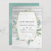 Save The Date Mariage géométrique à l'aquarelle rustique d'eucal (Devant / Derrière)