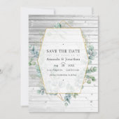 Save The Date Mariage géométrique à l'aquarelle rustique eucalyp (Devant)