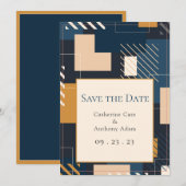 Save The Date Mariage géométrique Abstrait moderne (Devant / Derrière)