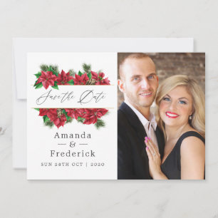 Save The Date Mariage Géométrique de Noël Floral