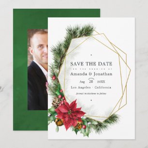 Save The Date Mariage géométrique de Noël floral aquarelle