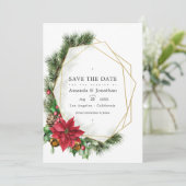 Save The Date Mariage géométrique de Noël floral aquarelle (Debout devant)