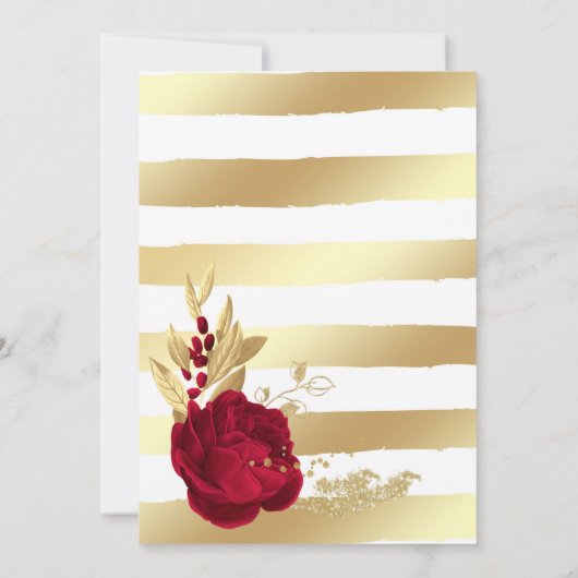 Save The Date mariage géométrique des fleurs bordeaux et or (Dos)