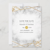 Save The Date Mariage géométrique en marbre doré (Devant)