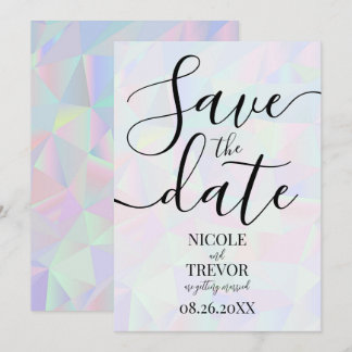 Save The Date Mariage Géométrique Iridescent Personnalisé