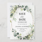 Save The Date Mariage géométrique moderne à la sauge d'eucalyptu (Devant)
