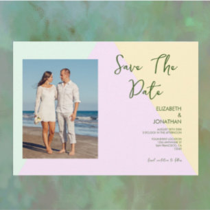 Save The Date Mariage géométrique Pastel Muet