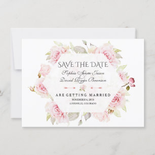 Save The Date Mariage Géométrique Plutôt Rose Floral Enregistrer