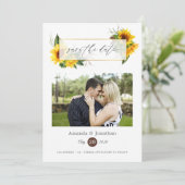 Save The Date Mariage géométrique rustique au tournesol à l'aqua (Debout devant)