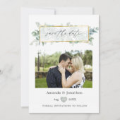 Save The Date Mariage géométrique Silver Sage Eucalyptus (Devant)