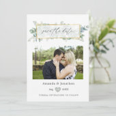 Save The Date Mariage géométrique Silver Sage Eucalyptus (Debout devant)