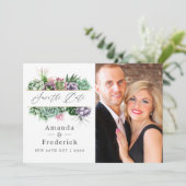 Save The Date Mariage géométrique Succulent aquarelle (Debout devant)