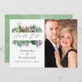 Save The Date Mariage géométrique Succulent aquarelle (Devant / Derrière)