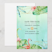 Save The Date Mariage géométrique tropicale exotique (Devant / Derrière)