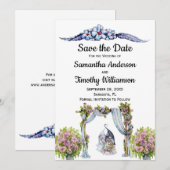 Save The Date Mariage Gnomes de la forêt Fleurs scandinaves (Devant / Derrière)