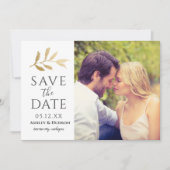 Save The Date Mariage Gold Branch Photo White (Devant)