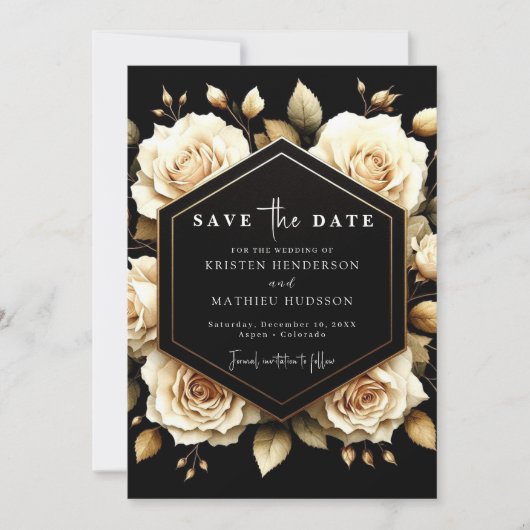 Save The Date Mariage Gold et Black (Devant)