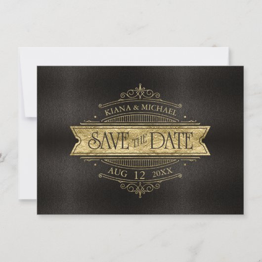 Save The Date Mariage Gold Filigree fin ID871 (Devant)