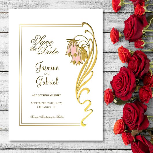 Save The Date Mariage Gold Frame élégant