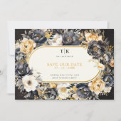 Save The Date Mariage Gold Noir et Blanc Maussade (Devant)