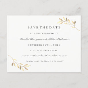 Save The Date Mariage Golden Leaf Moderne Sauvez La Date