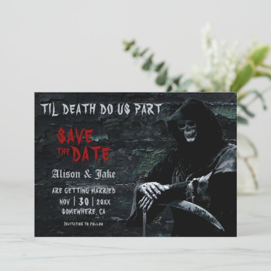 Save The Date Mariage gothique (Debout devant)