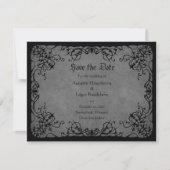 Save The Date Mariage gothique à dentelle noire (Devant)