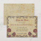 Save The Date Mariage gothique avec fleurs sombres (Devant / Derrière)