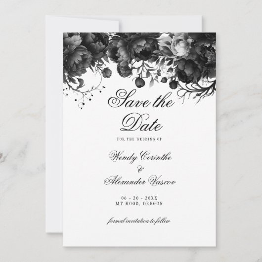 Save The Date Mariage Gothique Blanc Classique Enregistrer La Da (Devant)