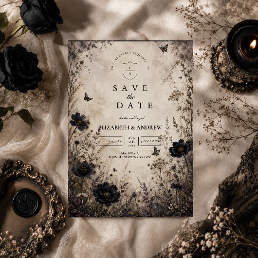 Save The Date Mariage gothique boho foncé