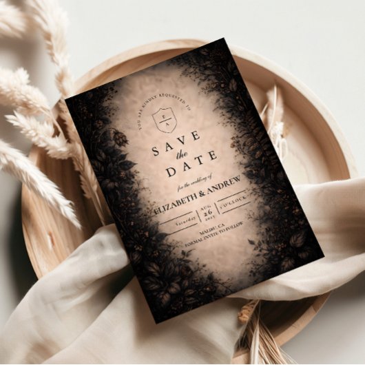Save The Date Mariage gothique botanique de minuit