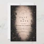 Save The Date Mariage gothique botanique de minuit (Devant)